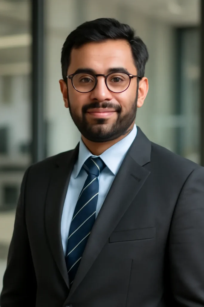 Professional portrait photo of a Pakistani accounting consultant