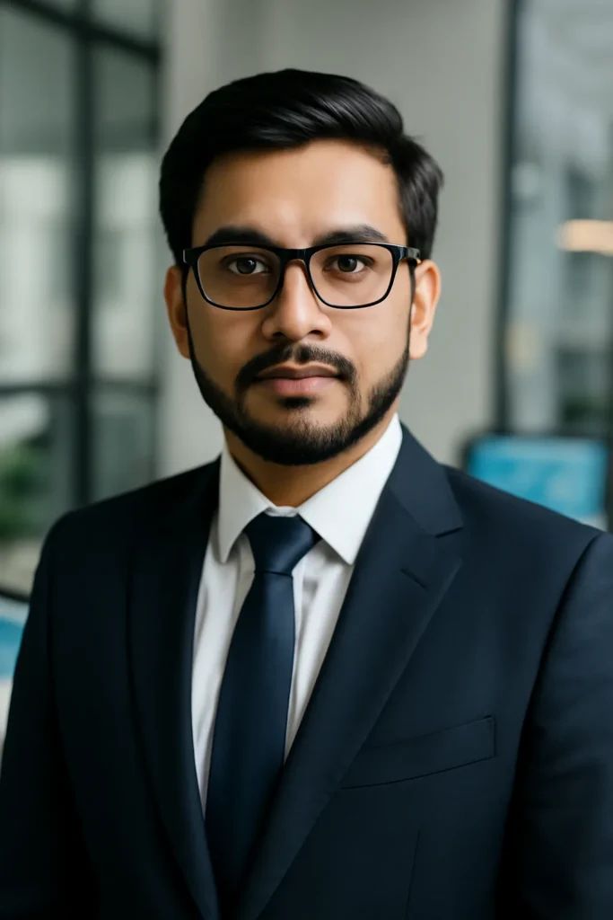 Professional portrait photo of a Pakistani business consultant